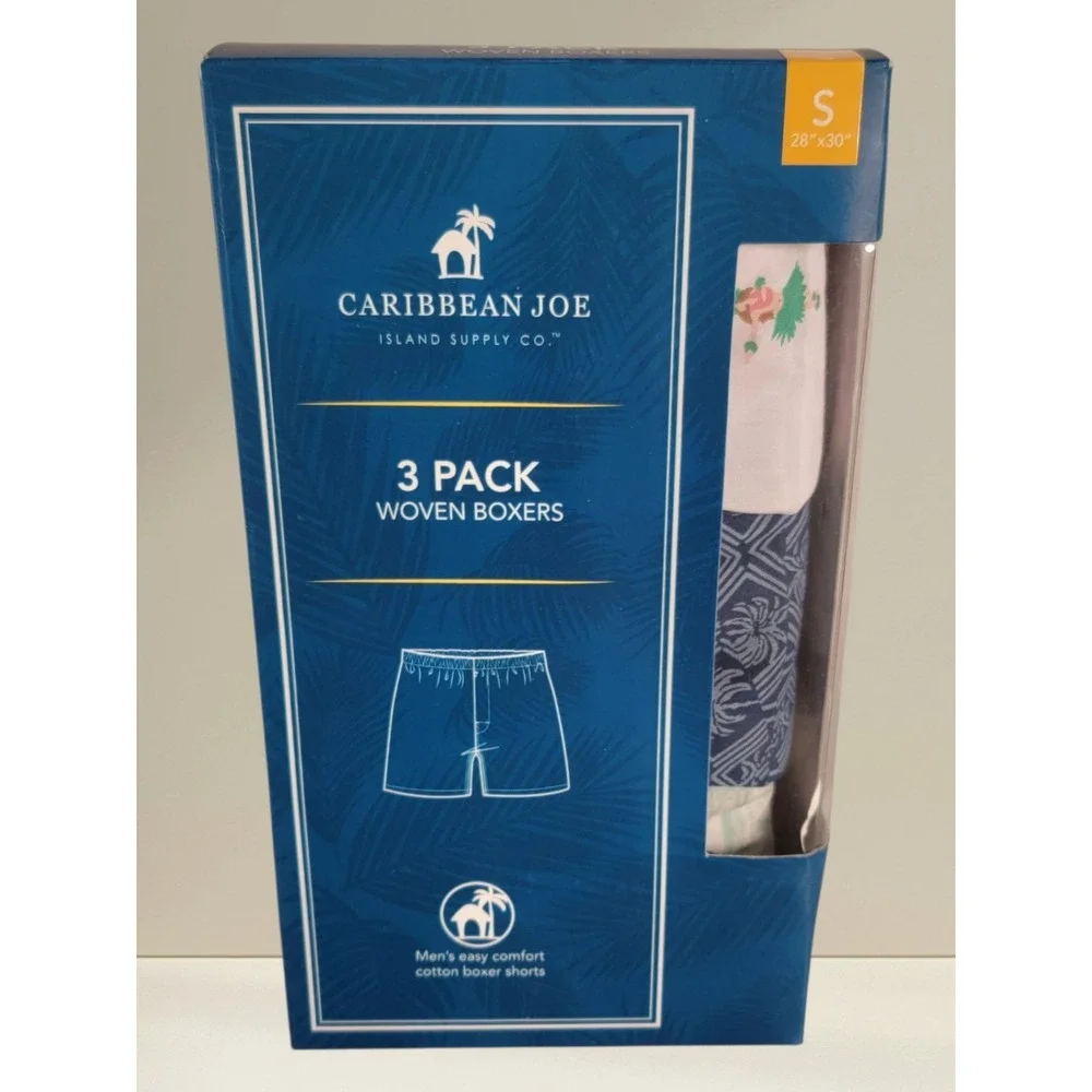 Men's Caribbean Joe Boxer Shorts 3 Pack Floral Island Print Woven Underwear NWT‎
